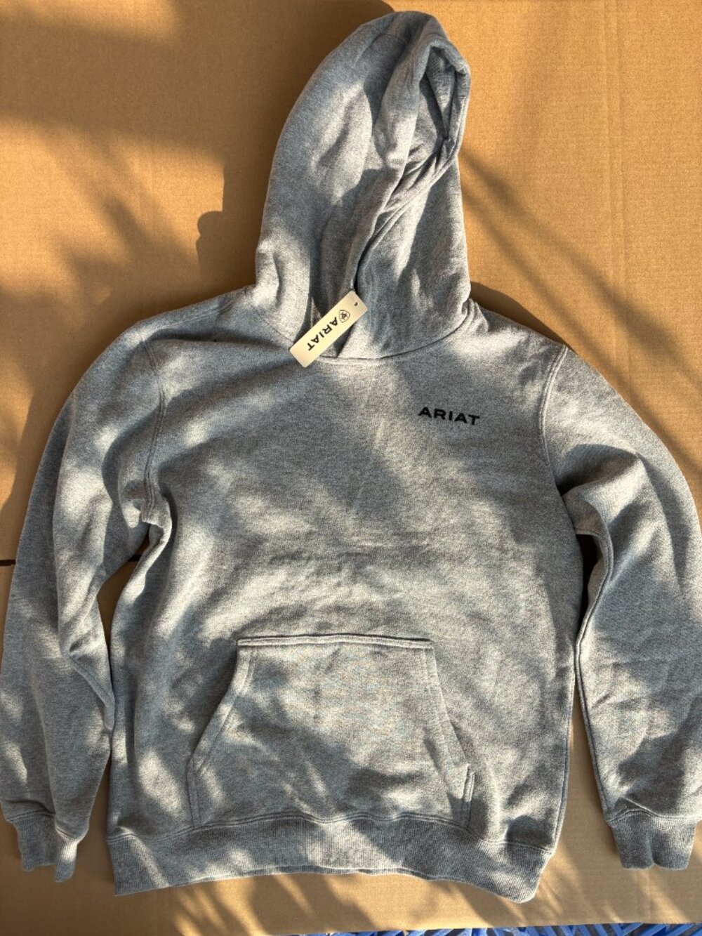 ARIAT Boys Bold Hex Hoodie, Grey Heather, Medium | NWT - Picture 3 of 4